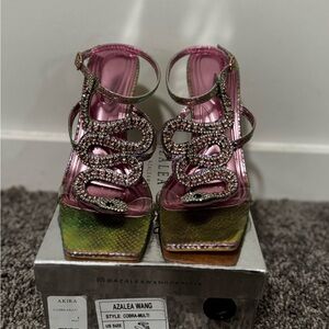 Azalea Wang Pink and Green Platform Heels